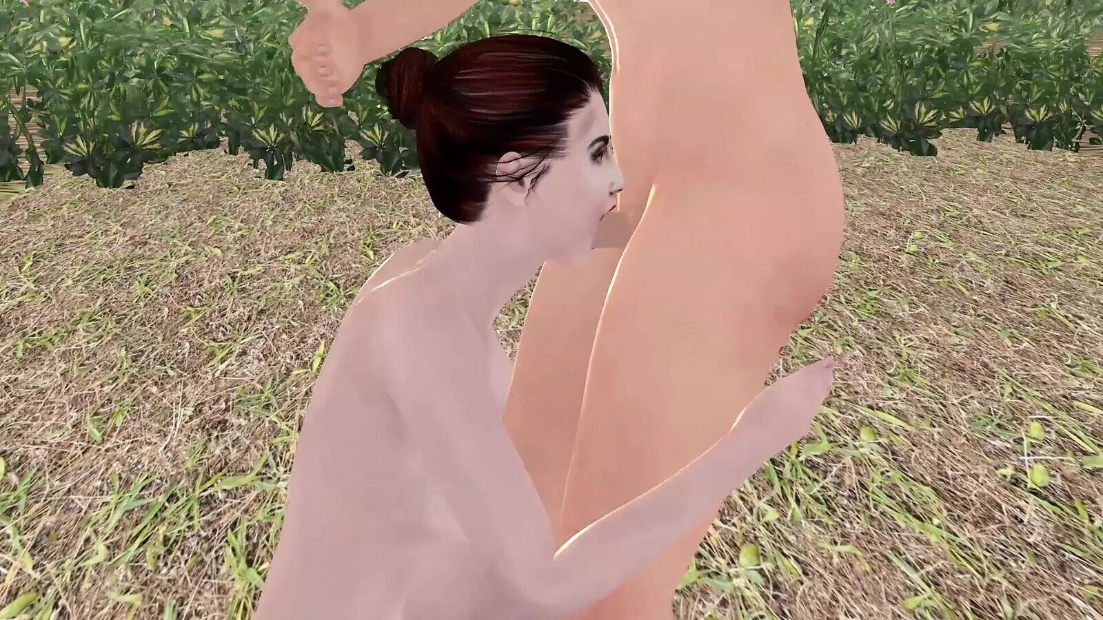 Couple enjoying outdoor oral fuck