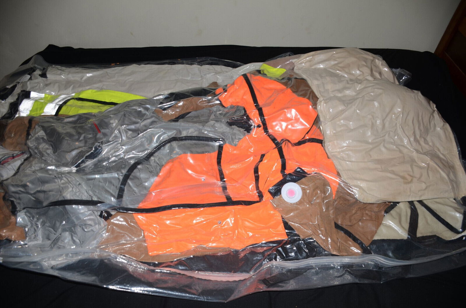 VacPacked with puffy gear, aprons quilt pillow