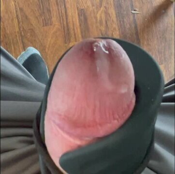 vibrator being controlled someone while work. PRECUM drips from tortured