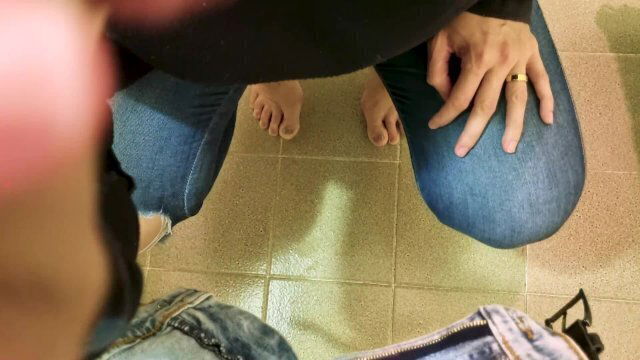 gives blowjob bathroom hidden from other people house.