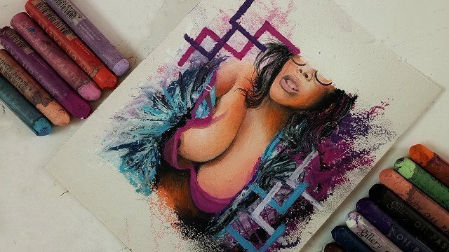 Erotic sexy passionate brunette girl purple strip teasing