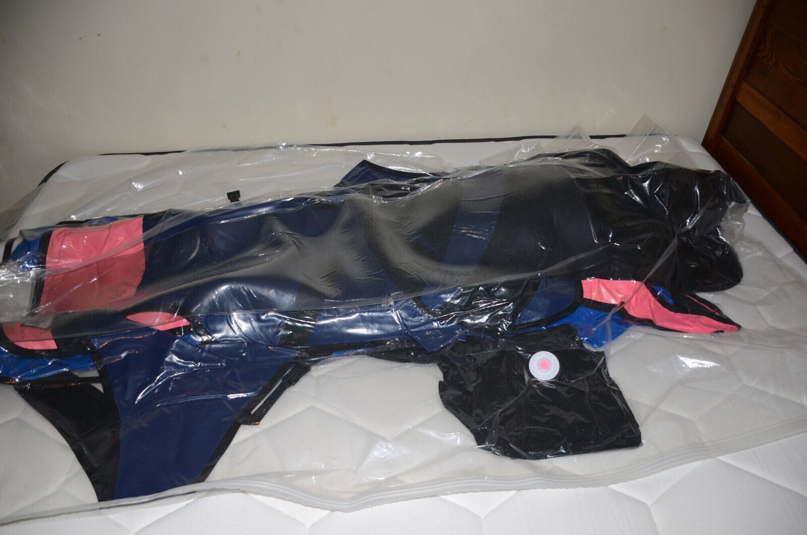 VacPacked slvrbrboy's blue coveralls with aprons lead aprons