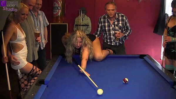 Public: Bareback fuck orgy billiard cafe! girls fucked hard men! Part