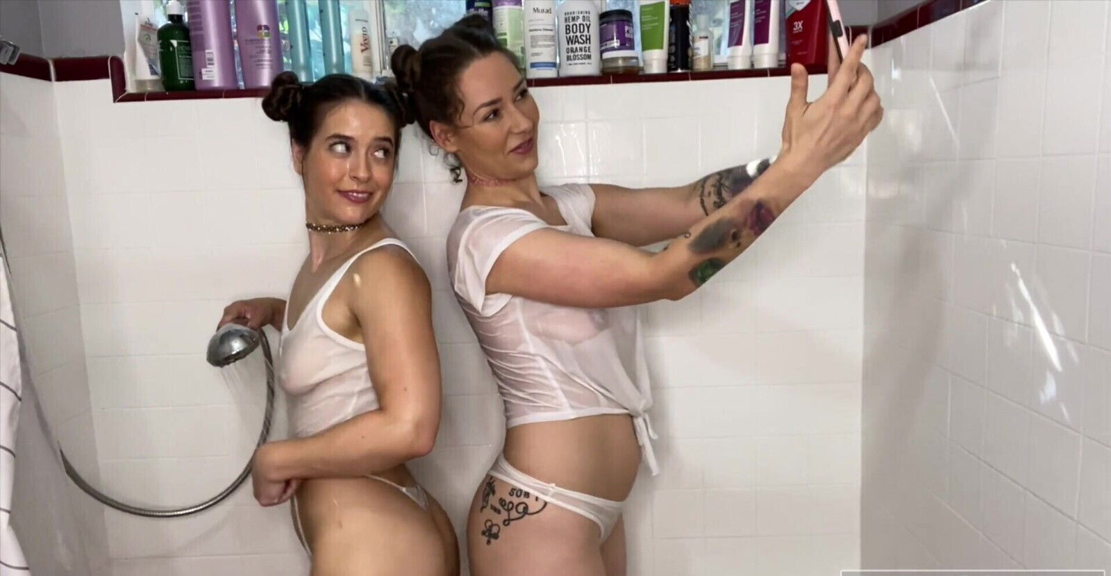 Sapphic sluts having fun in the shower - Abbie Maley & Tara Lynne