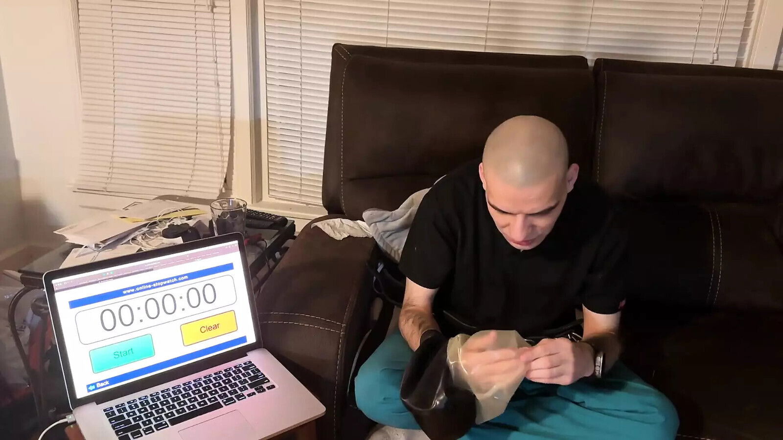 Solo time trials with rebreather hood