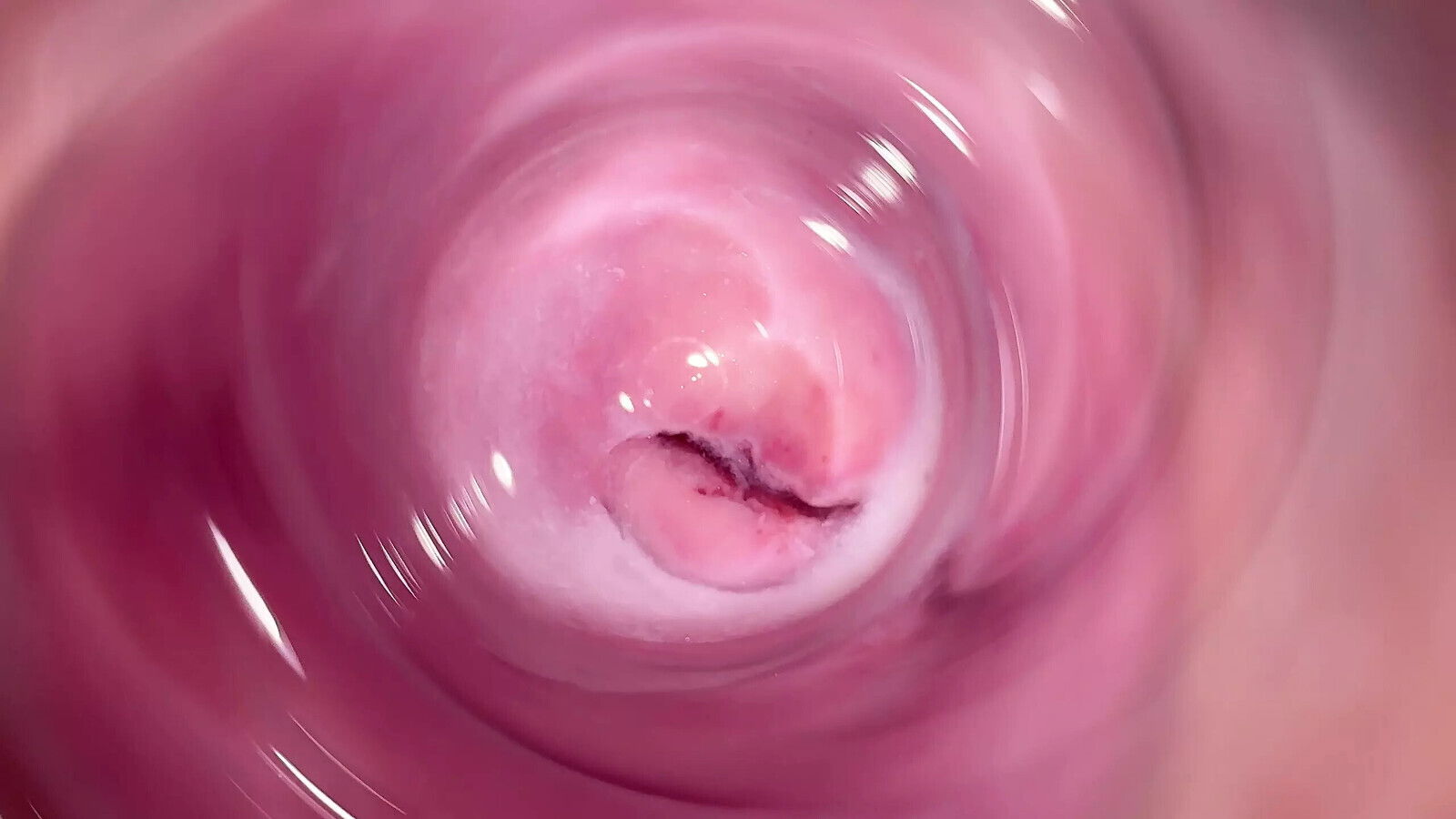 Camera deep inside Mia's teen creamy pussy, Internal camera