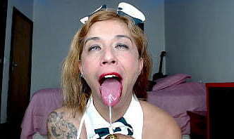 Ahegao cosplay girl blowjob