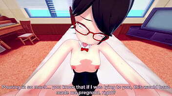 Naruto Shippuden Sarada pleasures the 7th Hokage in Baruto'_s room while he is on a mission.