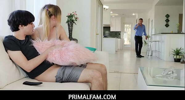 PrimalFam Stepsiblings getting naughty living room behind their stepdad