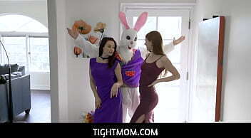 TightMom Horny Stepson Tricks StepMom Stepsister With Easter Bunny Costume