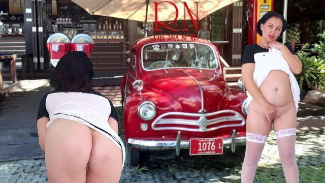 pretty lady short dress shows striptease outdoor. Pussy ass.