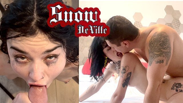 Submissive goth teen real orgasm (rimming, sloppy blowjob, doggystyle)