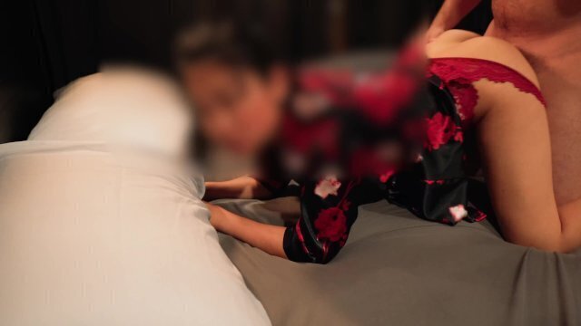 Cheating Asian Step taking from behind then covered from massive load!!