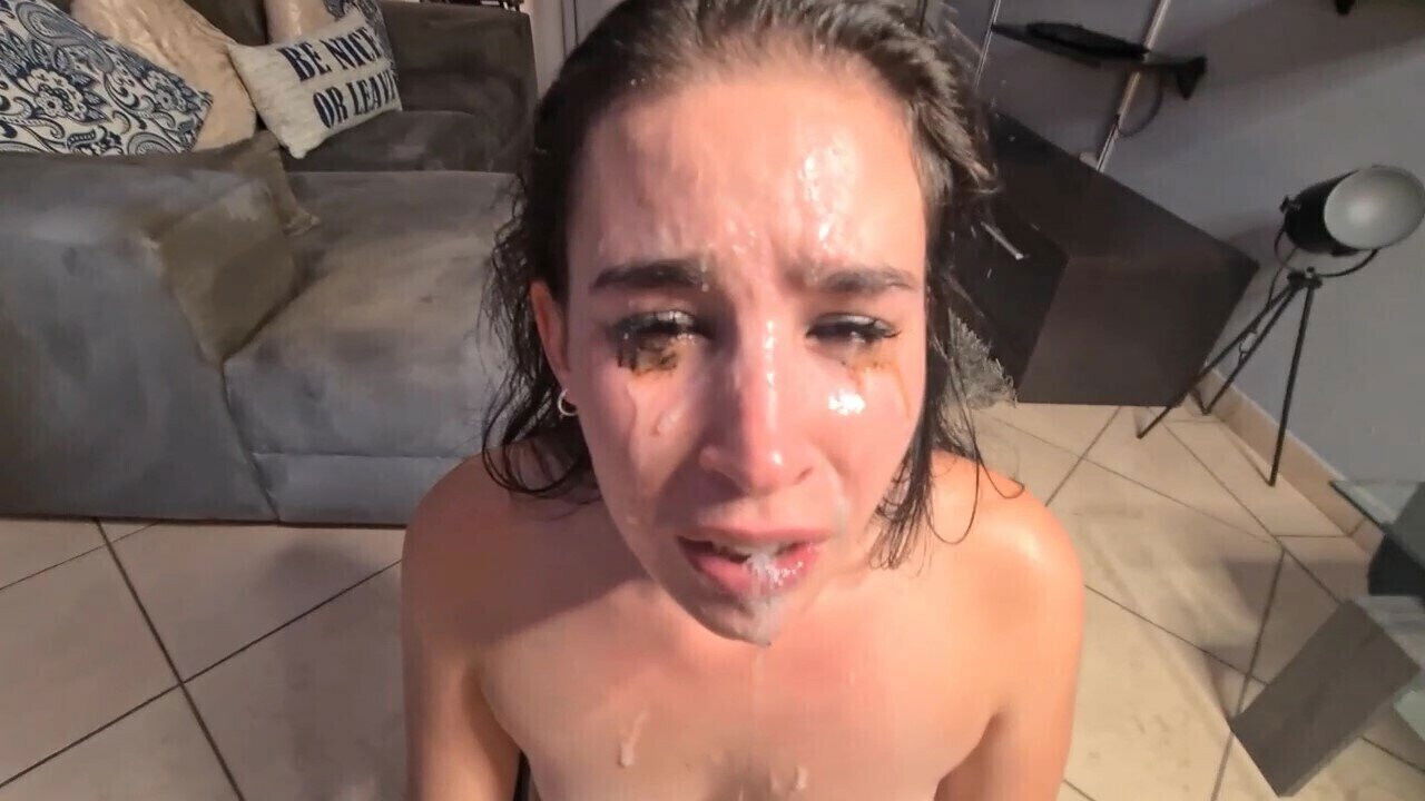 HARD ROUGH FACE FUCK face spit, face, running makeup