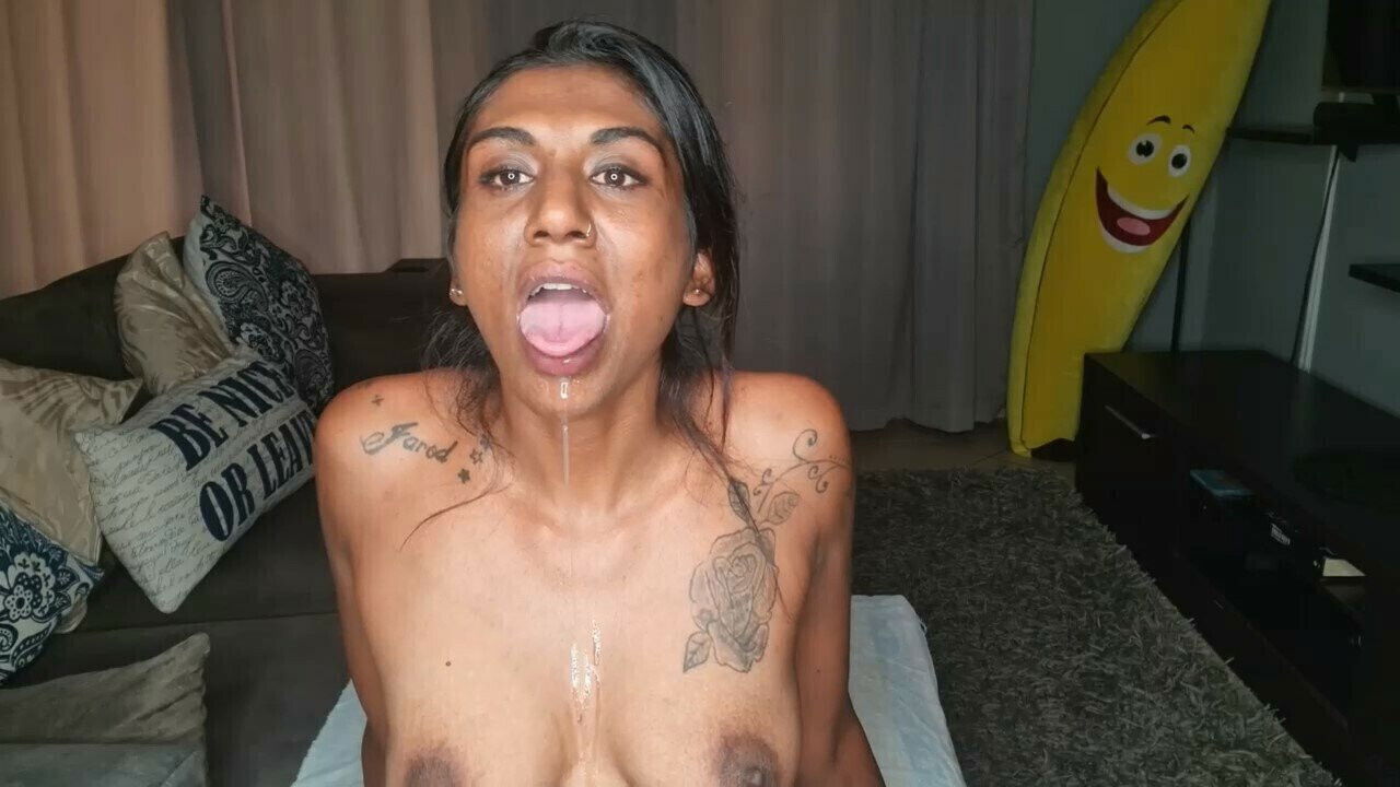 Desi couch drooling sticks wiggles tongue around