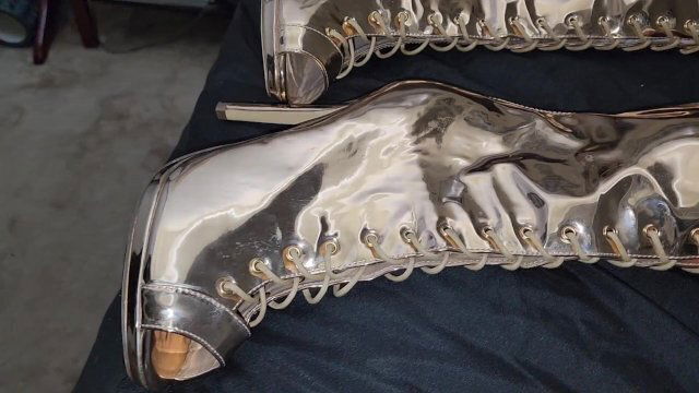 Fucking wifes Gold thigh boots