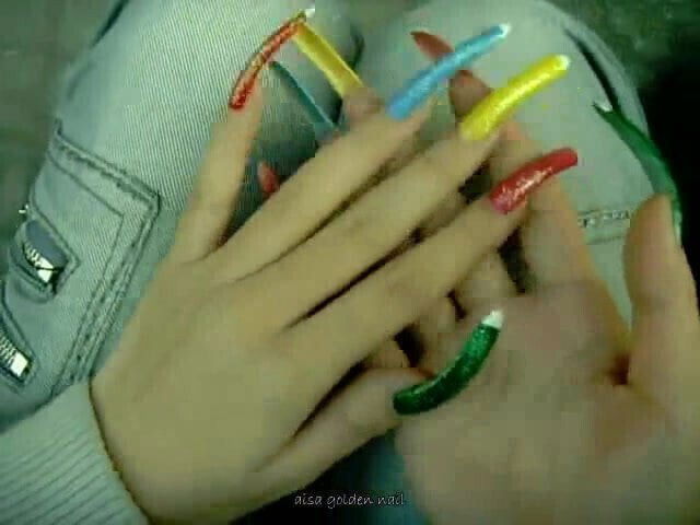 colorful long nails