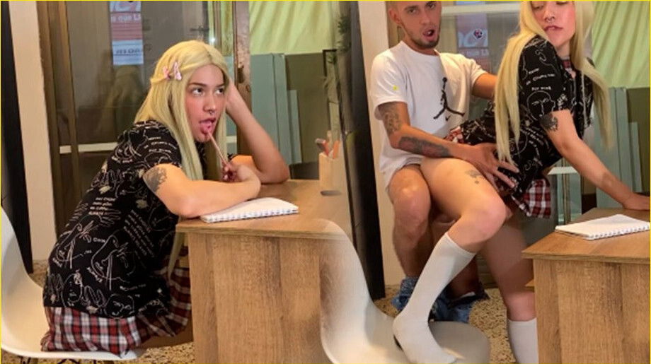 while homework stepbrother comes fucks