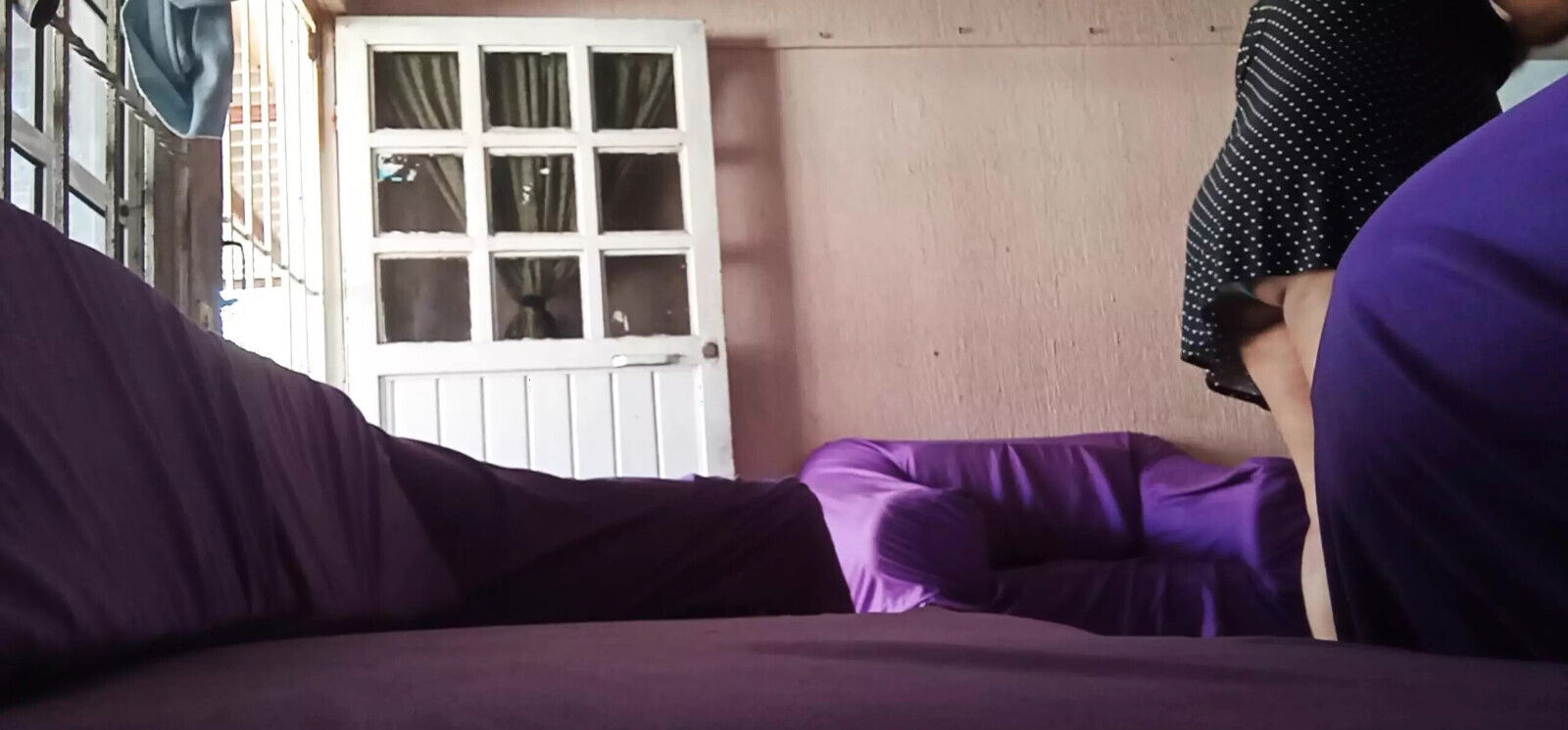 chubby pregnant wife cleaning