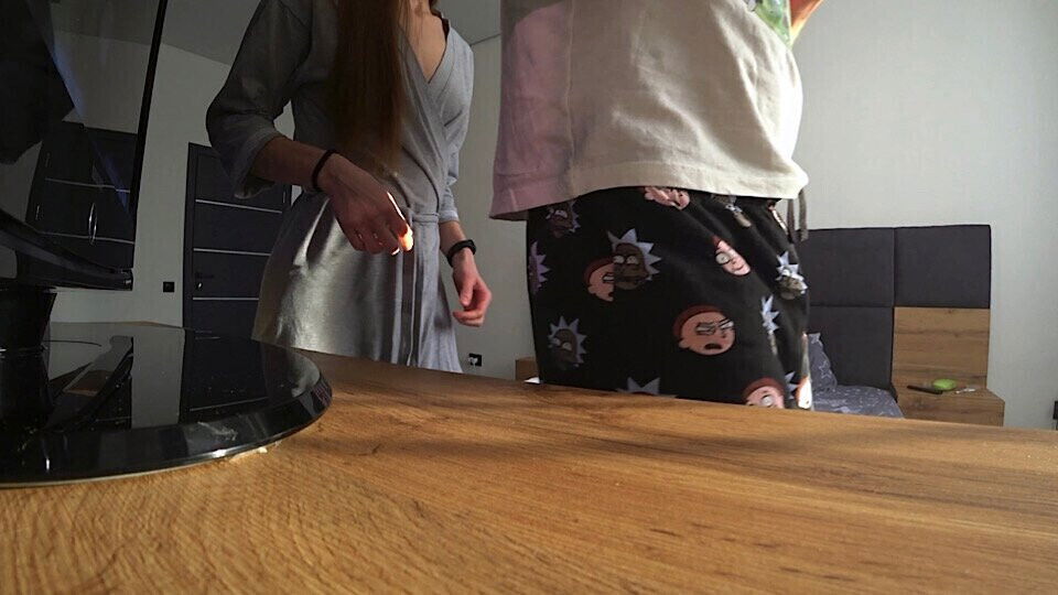 Real Cheating. Wife Neighbor Having House While Work.