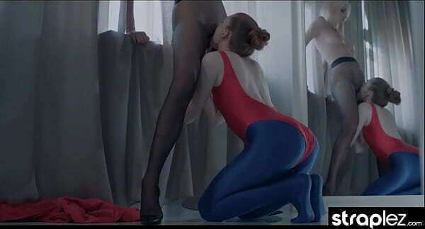 Watch this sexy blonde take girlfriend'_s strapless dick