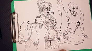porn artist work drawing sexy girls sketching fast