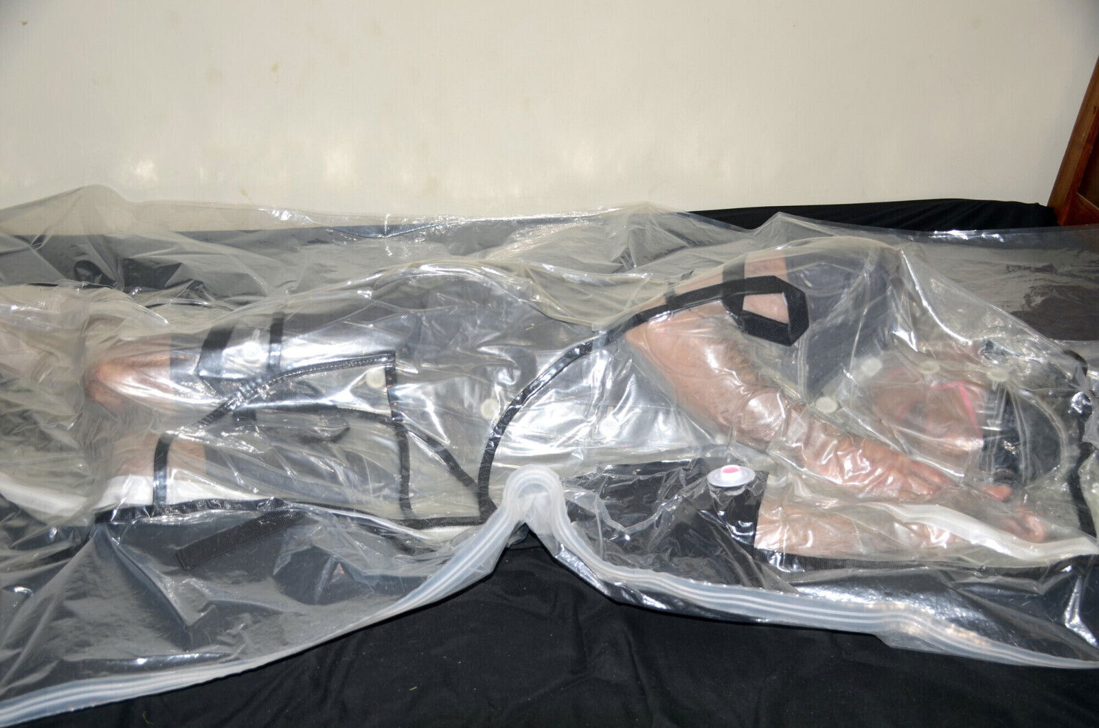 VacPacked clear long raincoat face mask shield sack with aprons