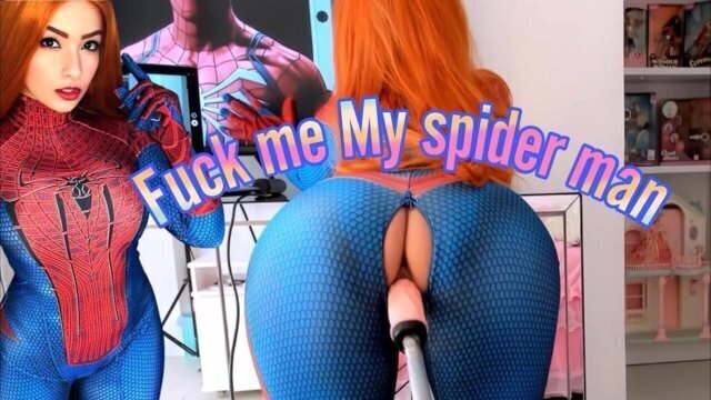 Mary Jane Spider cosplay fucking with machine