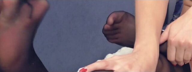 nylon foot play smoking