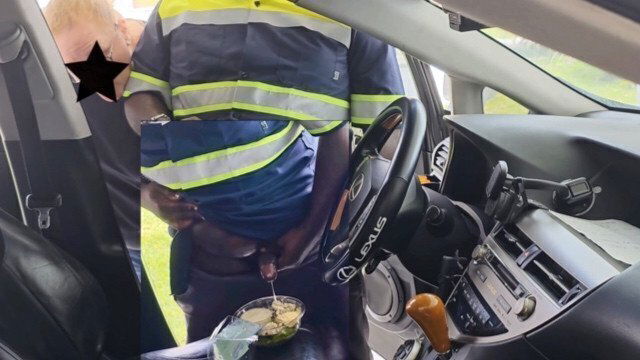 OMG!! Female customer caught food Delivery jerking Caesar salad Car)