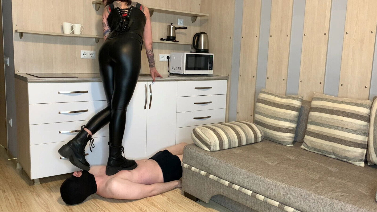 Trampling boots chest face slave. Street Dirty Shoes Fetish