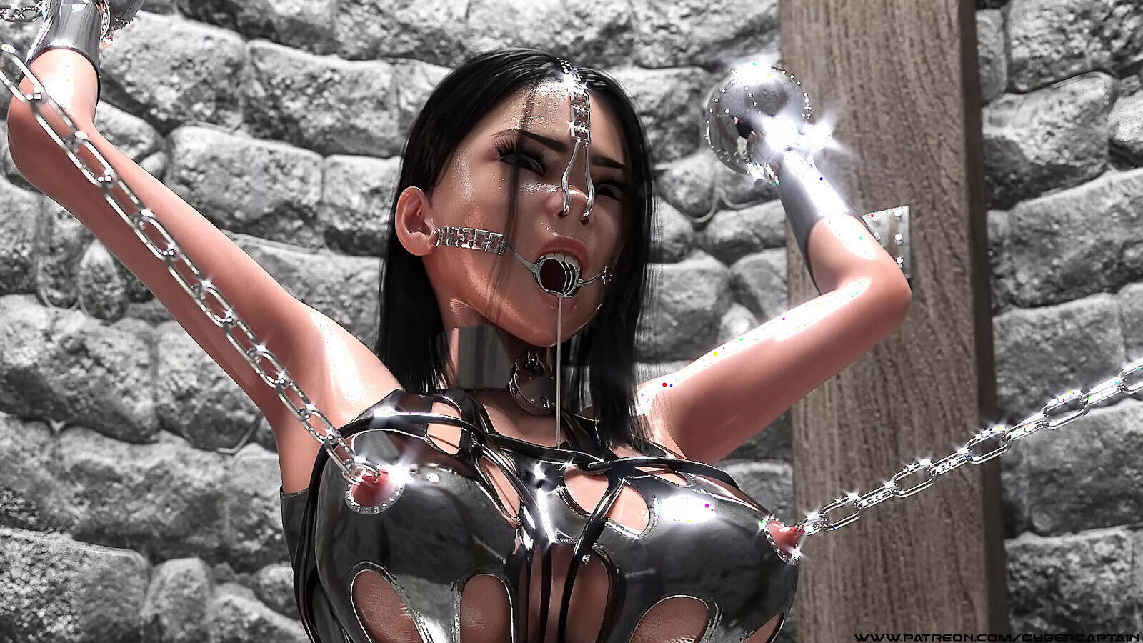 Cute Teen Trapped Well Hardcore Metal Bondage Animation