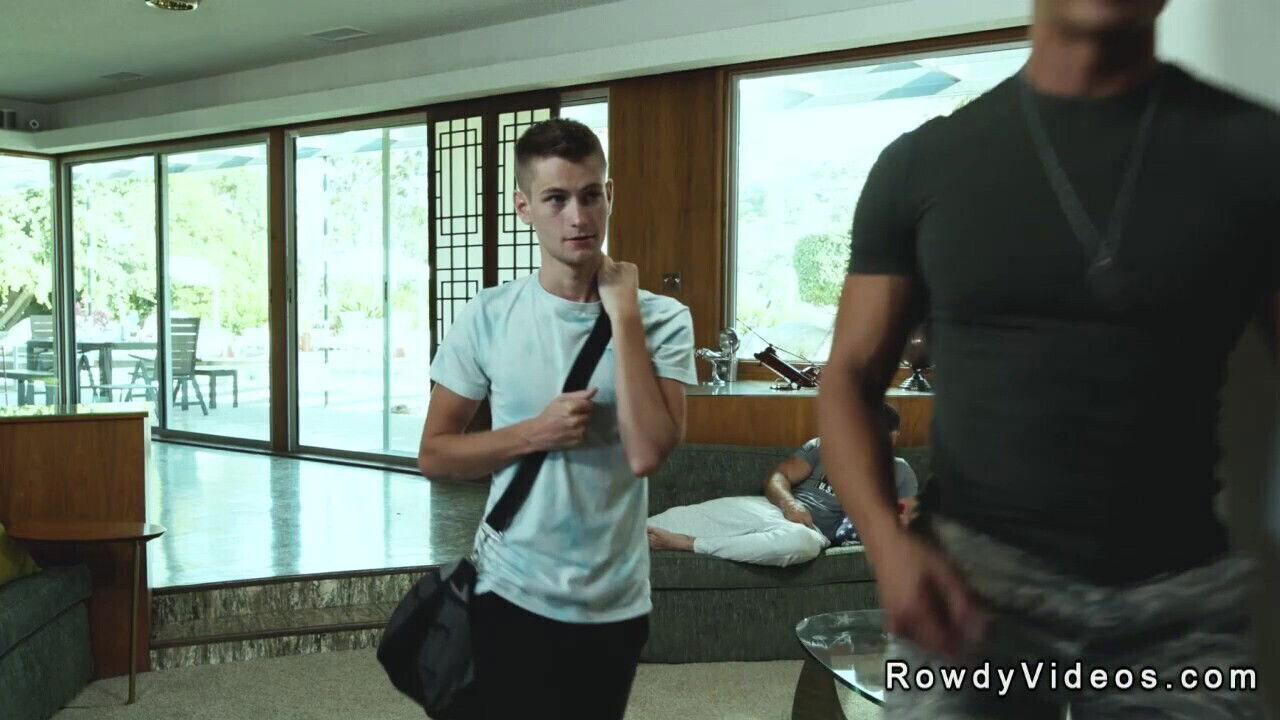 Threesome military action bedroom