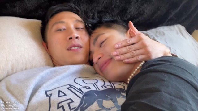 Asian boys love couple make cute tape, Tyler