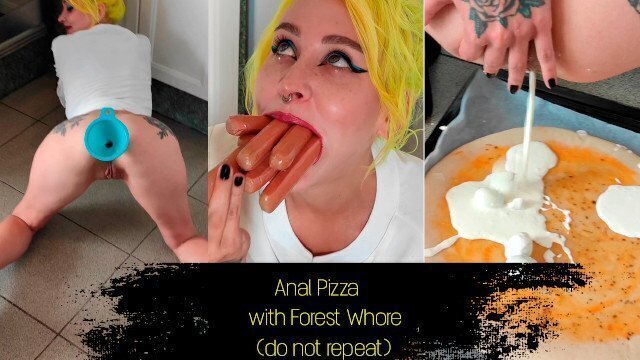Pizza with Forest Whore (prolapse, messy, filthy, dirty, enema)