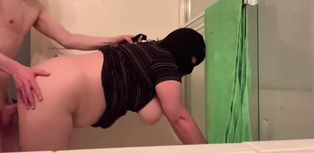 Fucking my masked neighbor in her bathroom! HARD