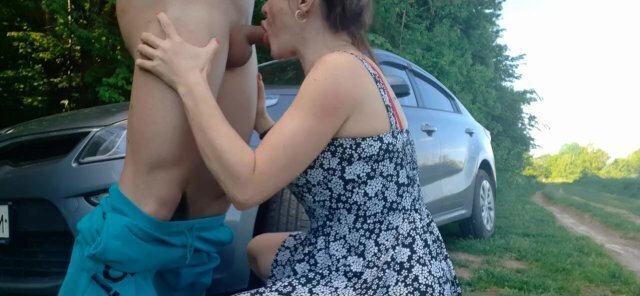 blowjob from woods ,cum mouth