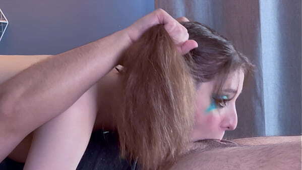 Side Sloppy Handlebar Deepthroat Facefuck Harley Quinn Ends with Head Pumping Throat