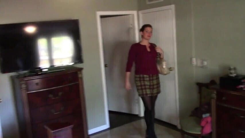 Daughter strips for father after work 