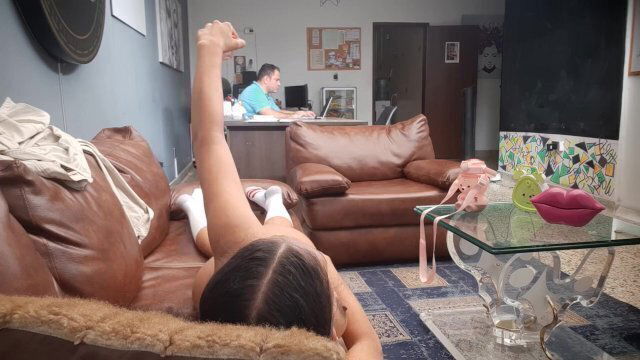 girl masturbates near stepdad's counter