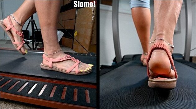 SEXY FEET LONG TOENAILS FOOT FETISH WALKING SANDALS SLOWMOTION