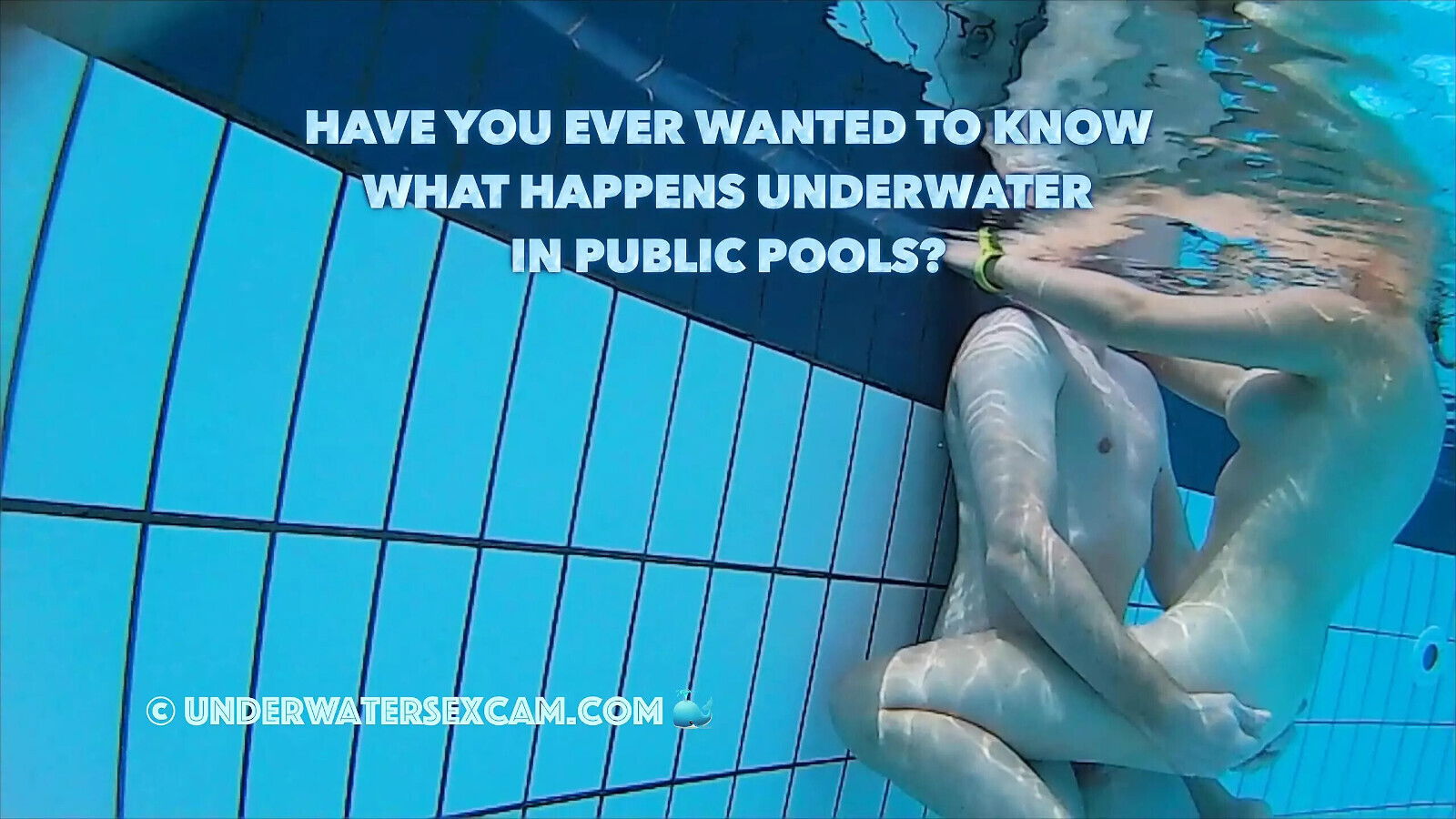 Real couples have real underwater public pools filmed with underwater camera