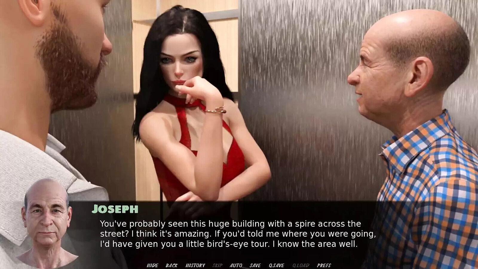 Exciting games: wife swallows elevator front