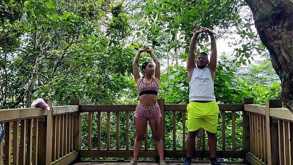 Fucking outdoors with personal coach, great cock!