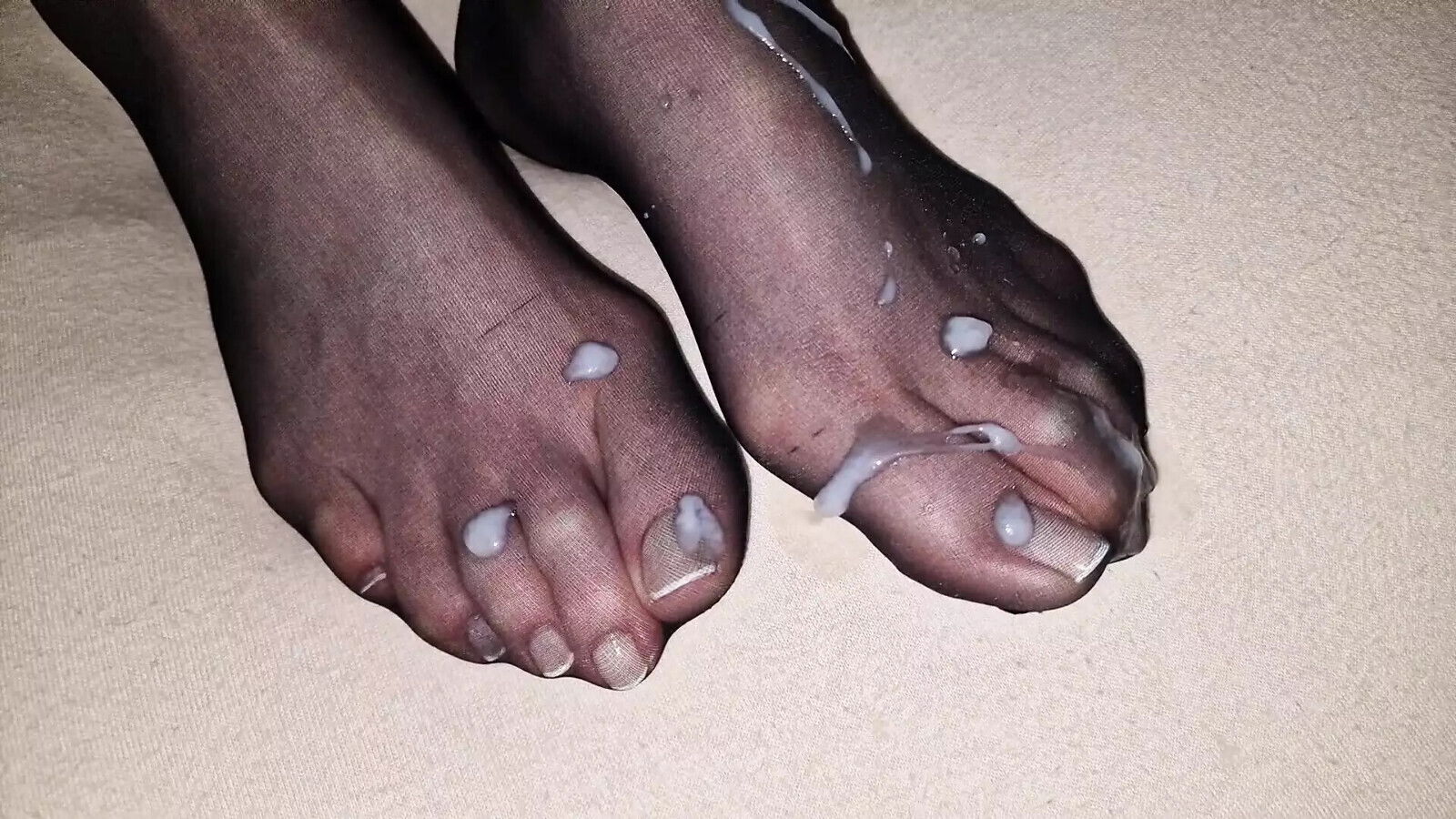 perfect france toenails black nylon feet