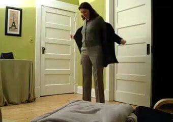 Selfshot Beautiful Brunette Strips Down to Panties