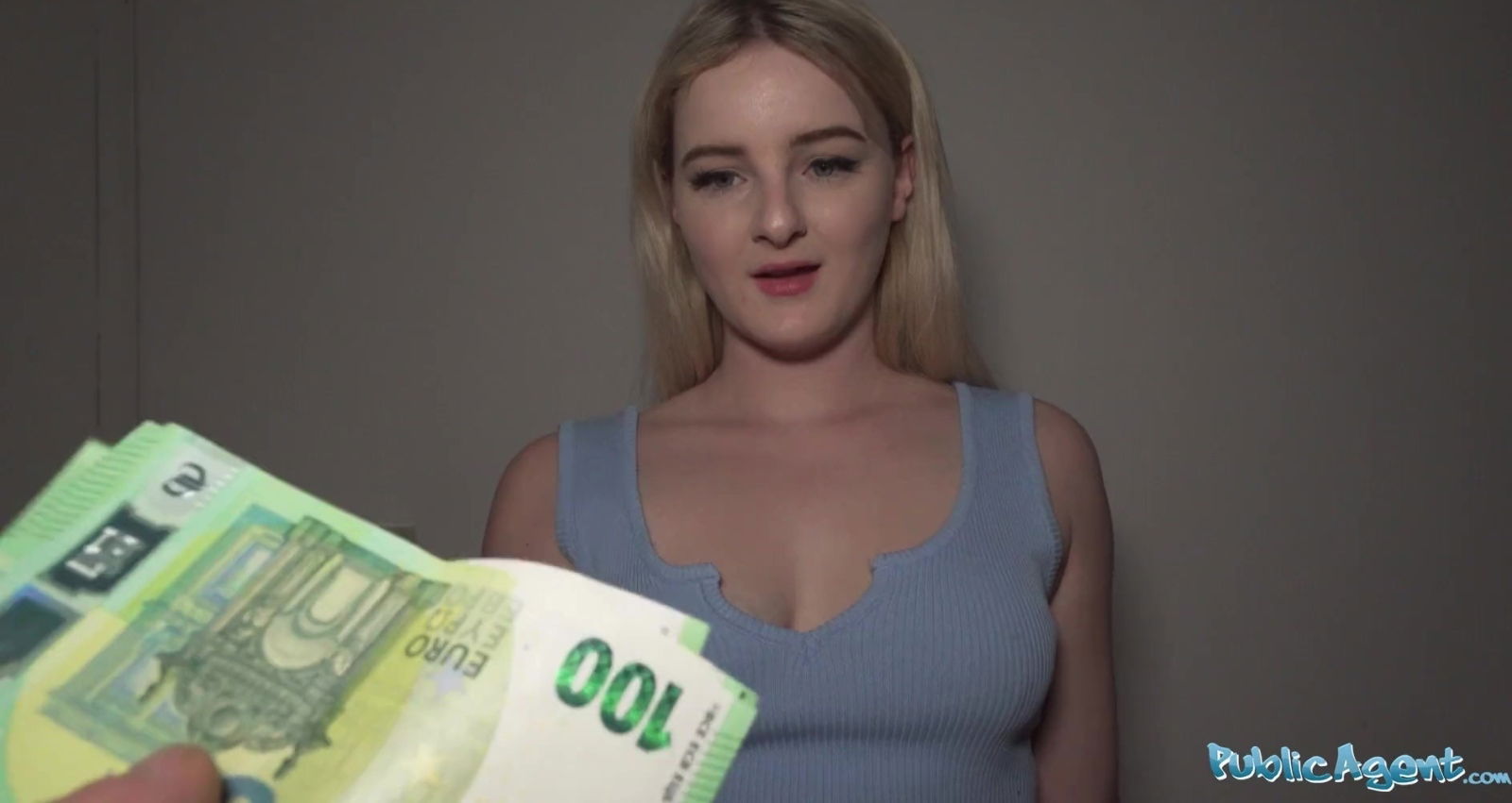 Lovely Plump Busty Blonde Doesn't Mind Sucking Strangers Dick Fucking With Money