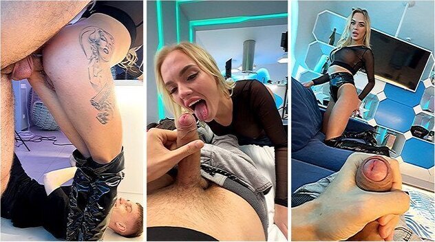 hard filmed behind scenes blowjob from busty blonde Mila Oliver