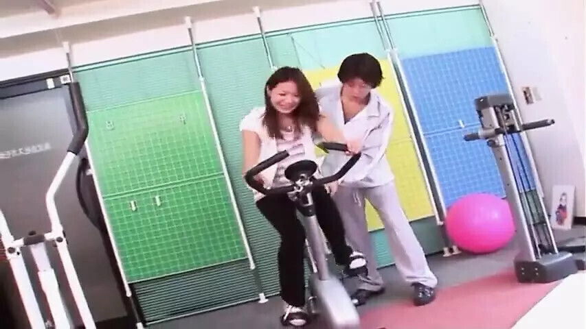 Young sexy Asian girl Haruna Sakurai came work with personal trainer