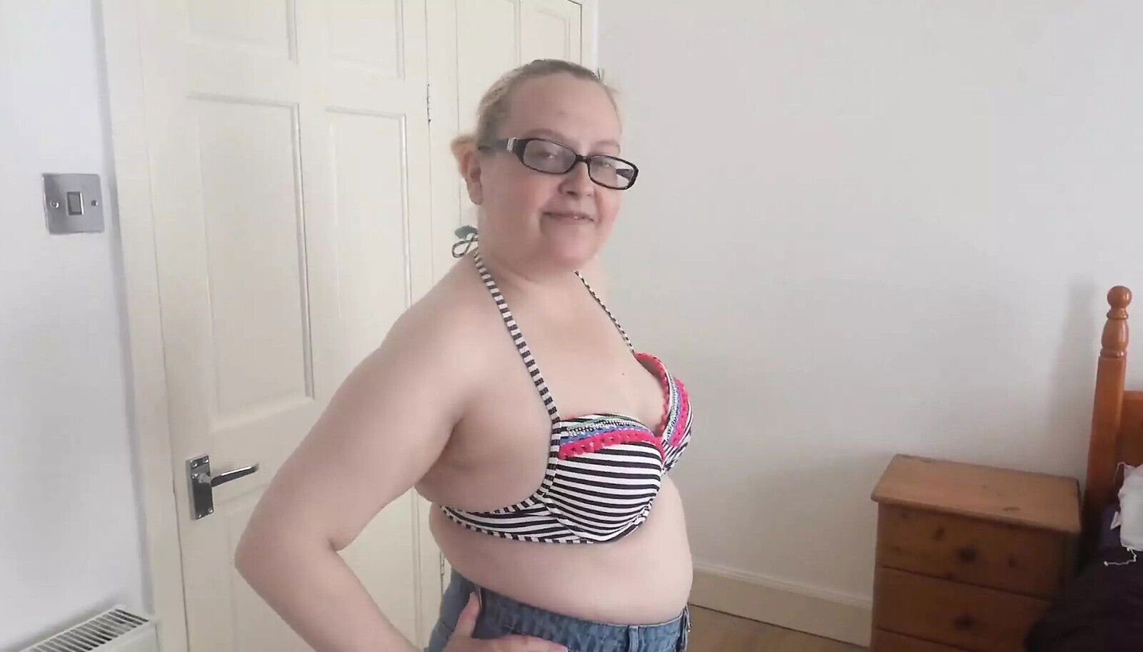 Stripping Denim Skirt Bikini